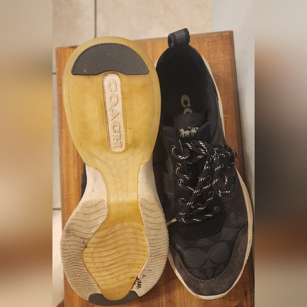 Coach Men's Charcoal and Cream Sneakers - Picture 3 of 4